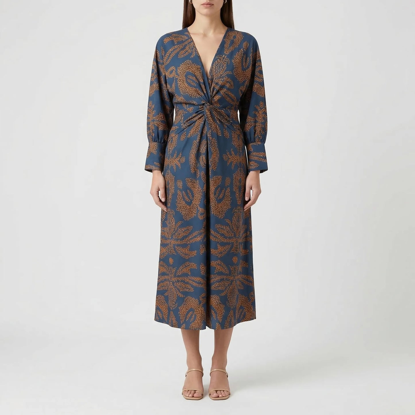 Deep V-Neck Wrap-Style Dress - Daisy