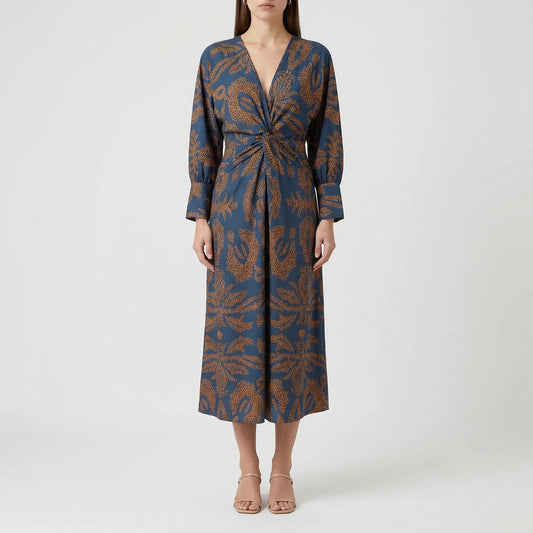 Deep V-Neck Wrap-Style Dress - Daisy