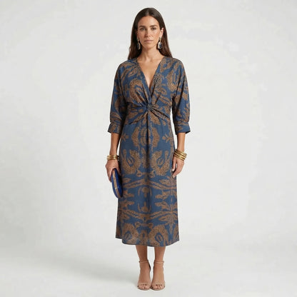 Deep V-Neck Wrap-Style Dress - Daisy
