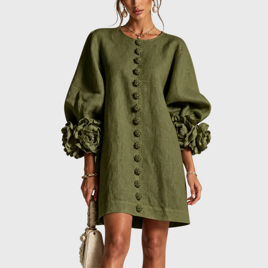 Elegant Mini Dress with Puff Sleeves 2