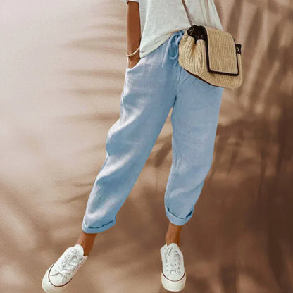 Fashionable and comfortable linen trousers for women - Sophia
