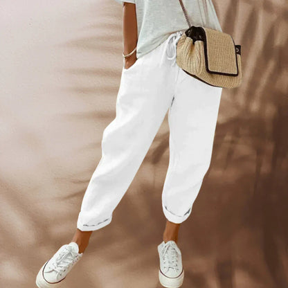 Fashionable and comfortable linen trousers for women - Sophia