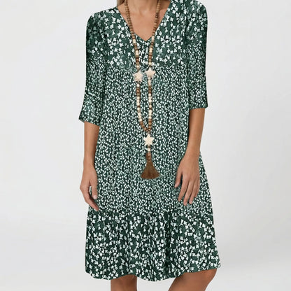 Ditsy Floral Midi Dress With Ruffle Hem - Amanda