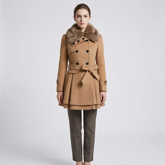 Double-Breasted Belted Winter Coat - Kristie