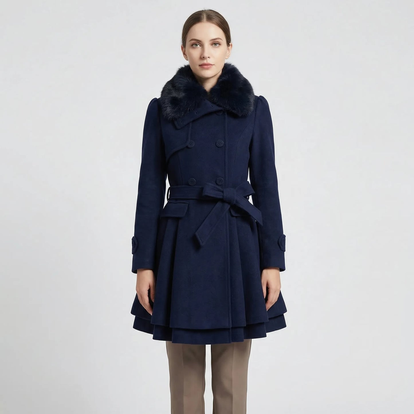 Double-Breasted Belted Winter Coat - Kristie