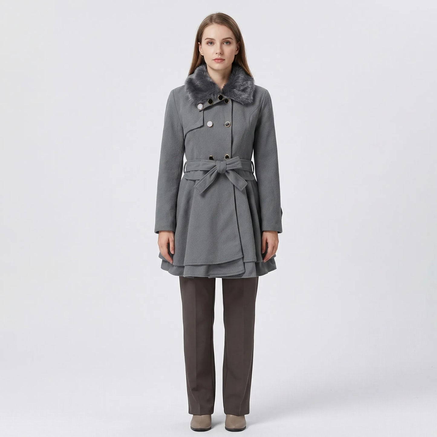 Double-Breasted Belted Winter Coat - Kristie