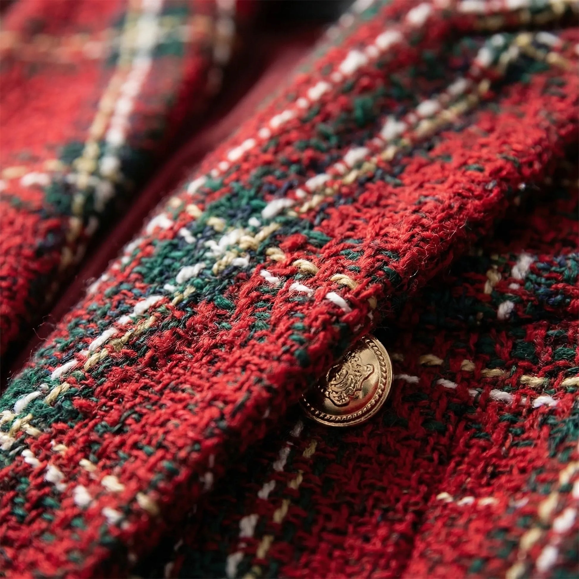 Double-Breasted Plaid Blazer For Women - Desiree