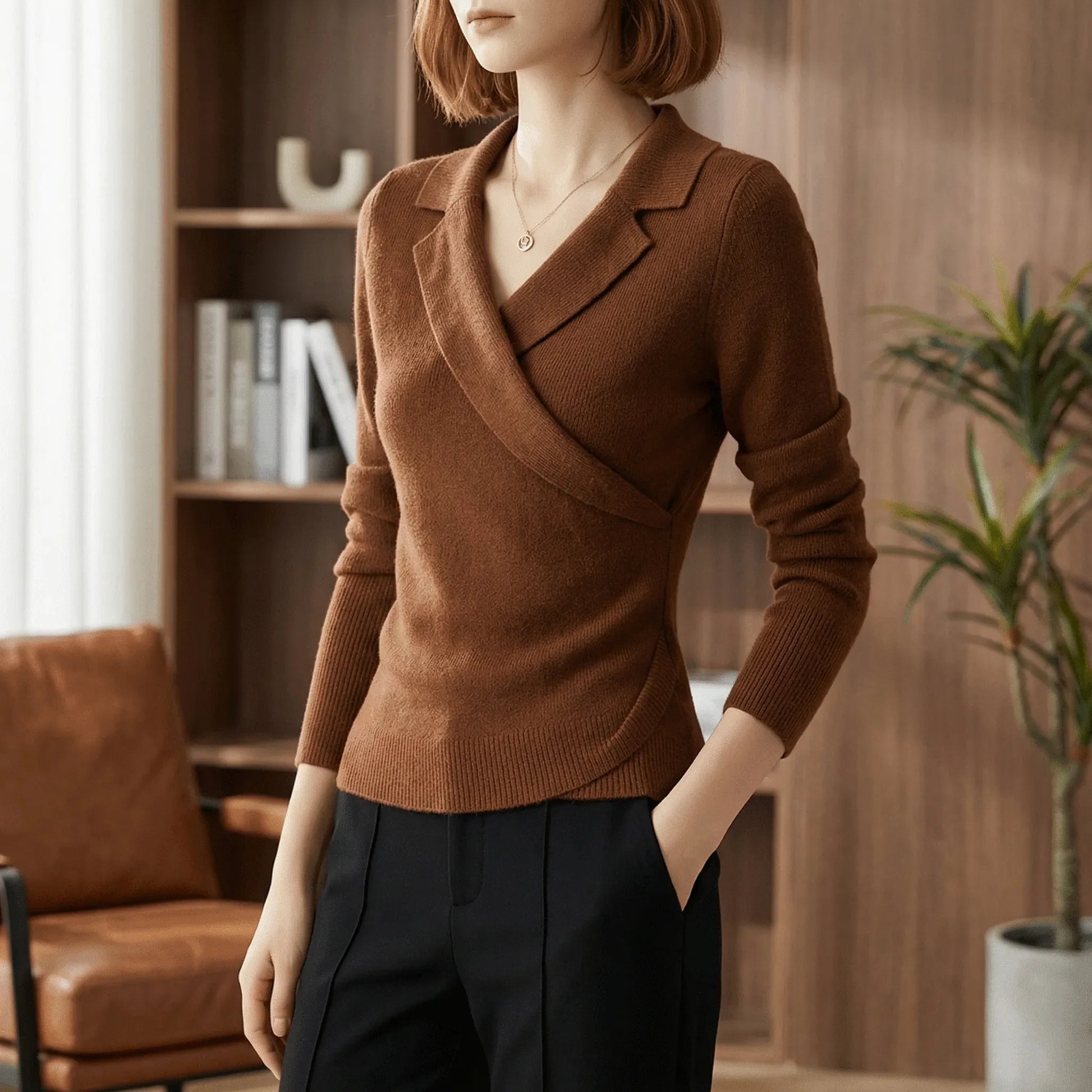 Draped V-Neck Jumper - Catharina