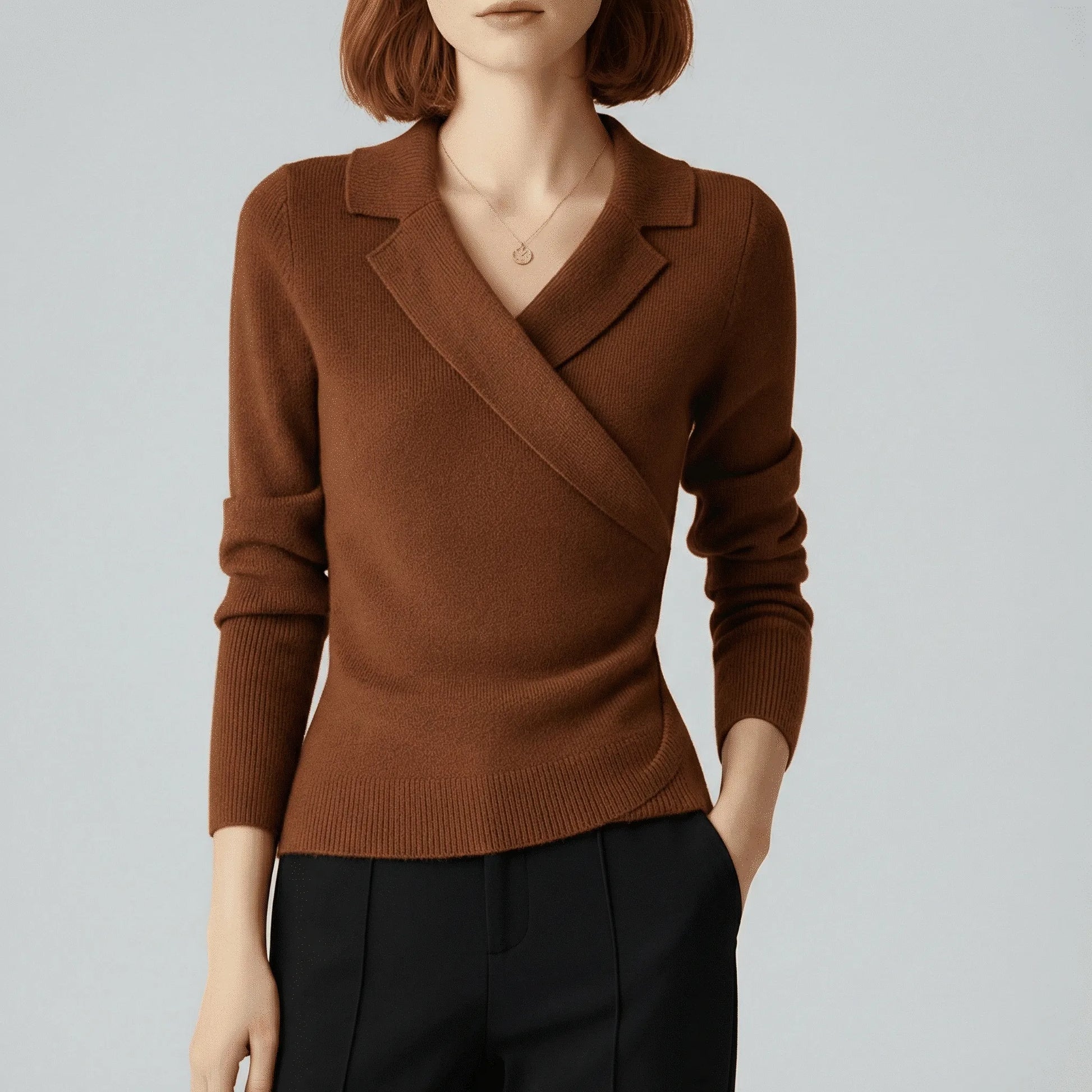 Draped V-Neck Jumper - Catharina