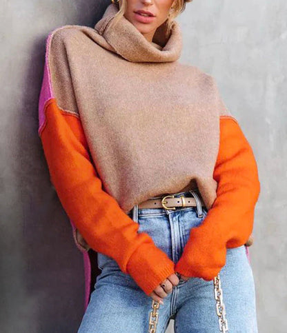 Impressive Color Block Knitted Sweater - AutumnVibe