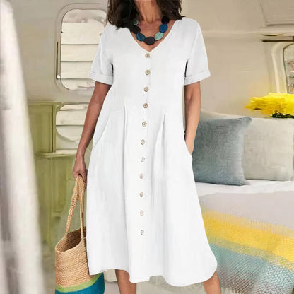 Casual cotton-linen summer dress – Noor