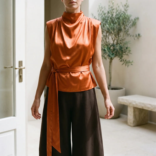 Elegant Tie Waist Top -  Kelli
