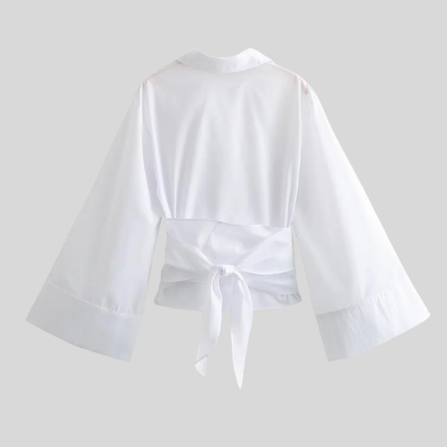 Elegant Wrap Blouse With Wide Sleeves - Sandy