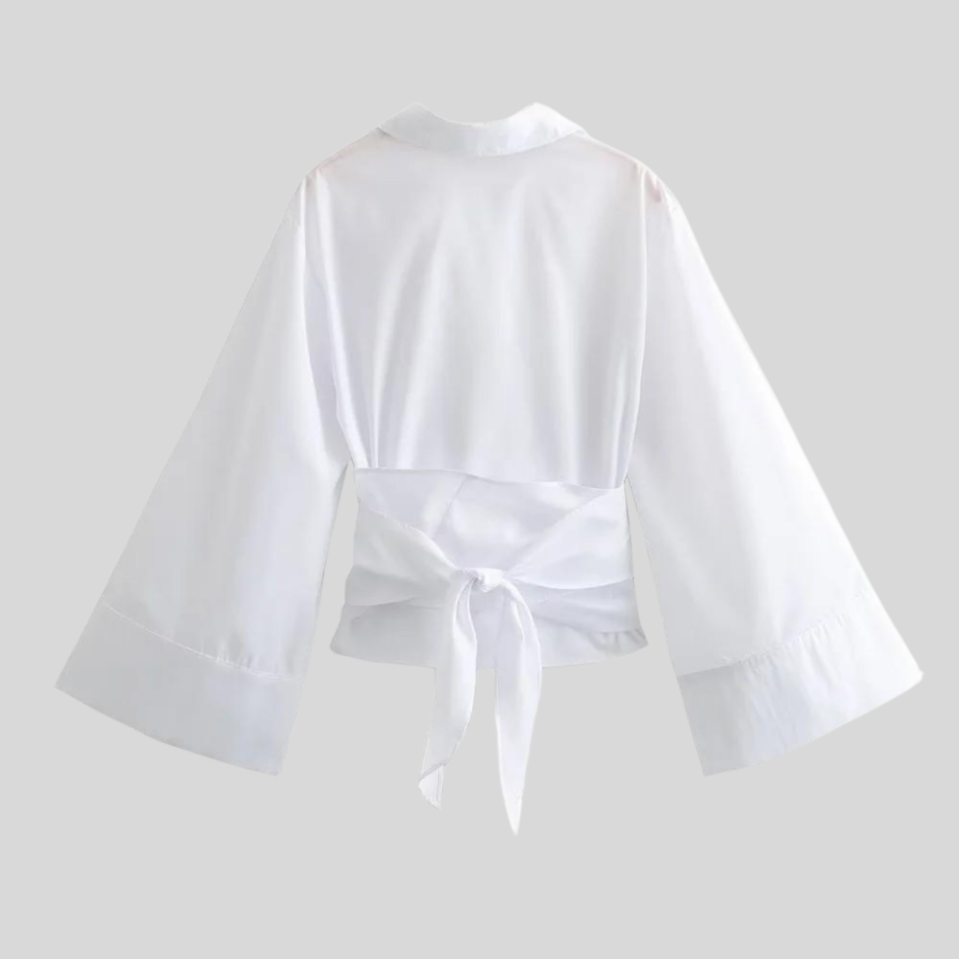 Elegant Wrap Blouse With Wide Sleeves - Sandy
