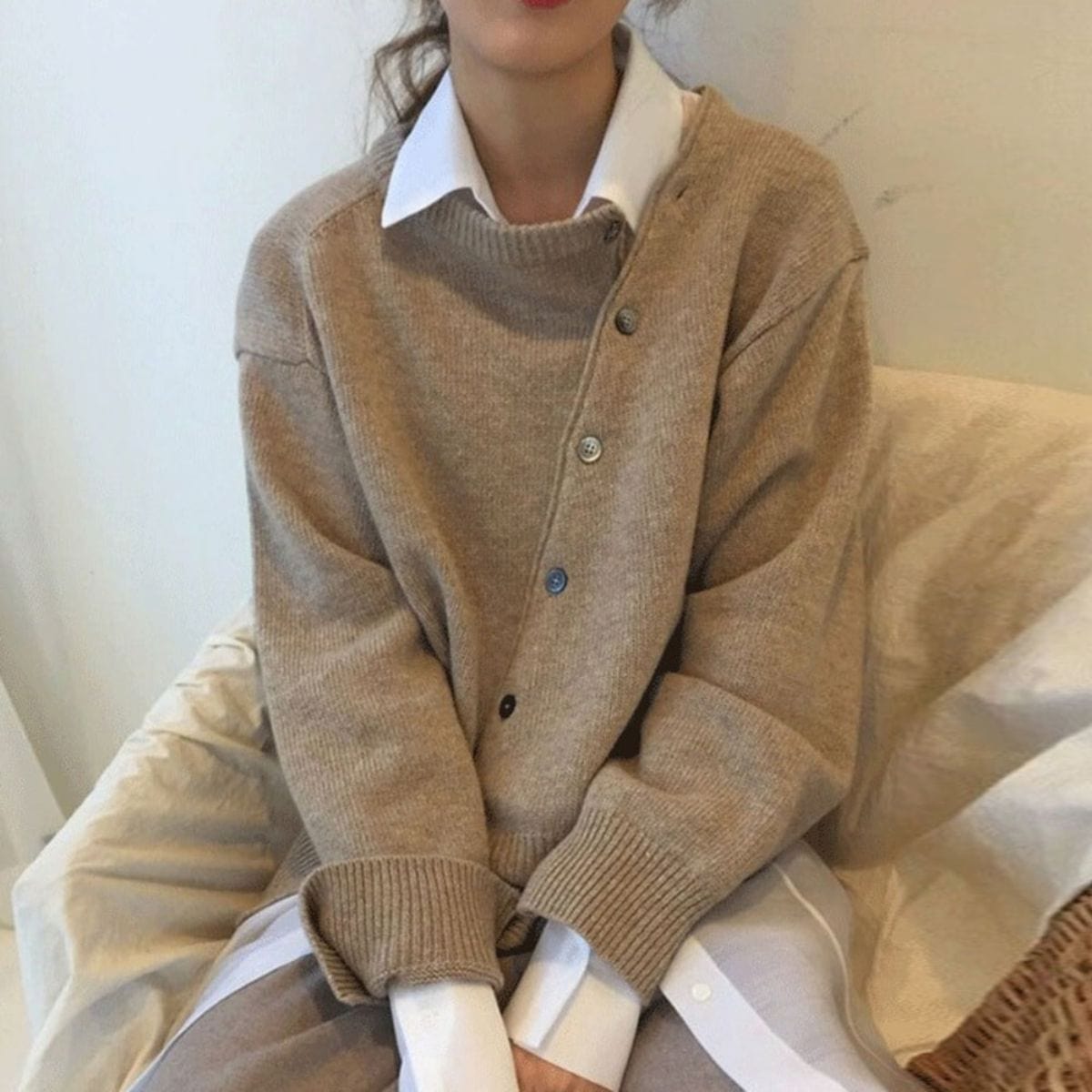 Elegant Wrap Cardigan With Button Detail - Brenda