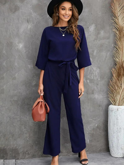 Ladies' jumpsuit with tie belt – Selina Autumn edition