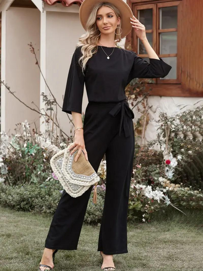 Ladies' jumpsuit with tie belt – Selina Autumn edition