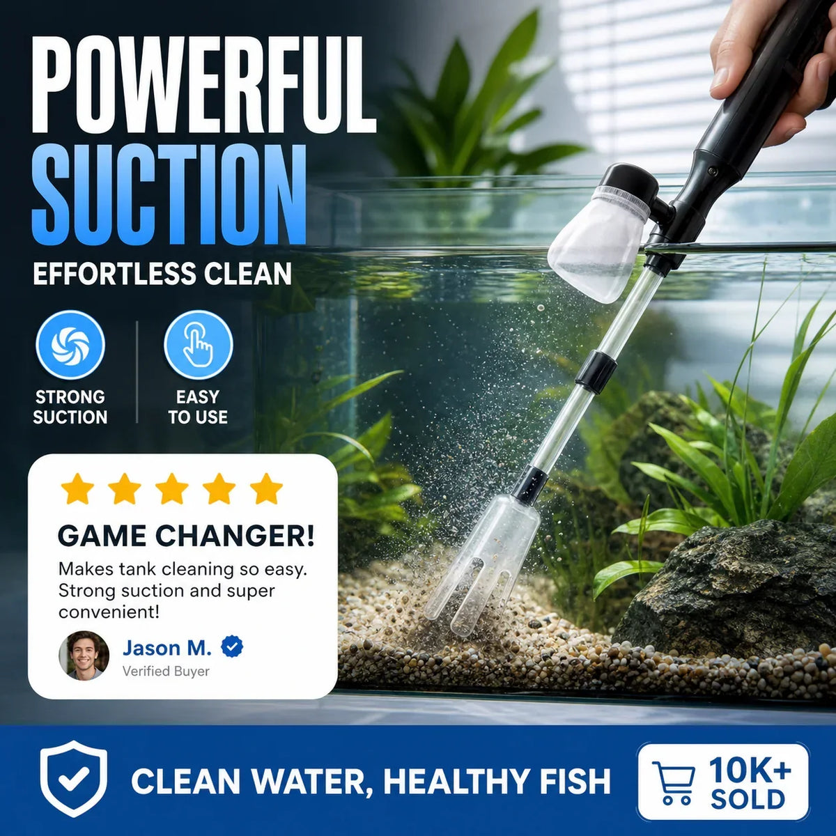 Electric Aquarium Gravel Cleaner - Battery Suction Pump for Water Changes 4