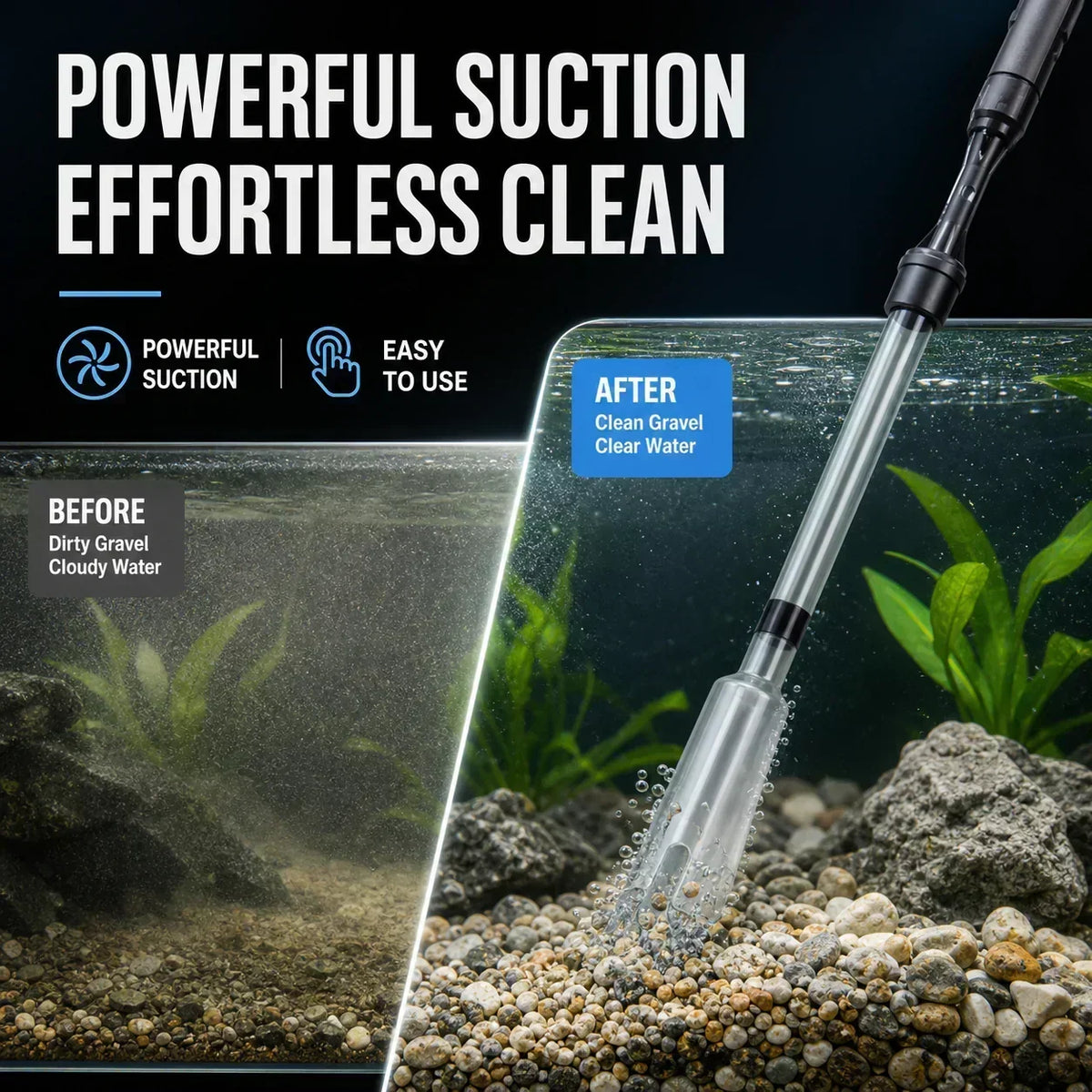 Electric Aquarium Gravel Cleaner - Battery Suction Pump for Water Changes 1
