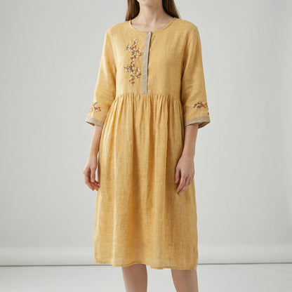Embroidered Ethnic Style Dress - Thalea