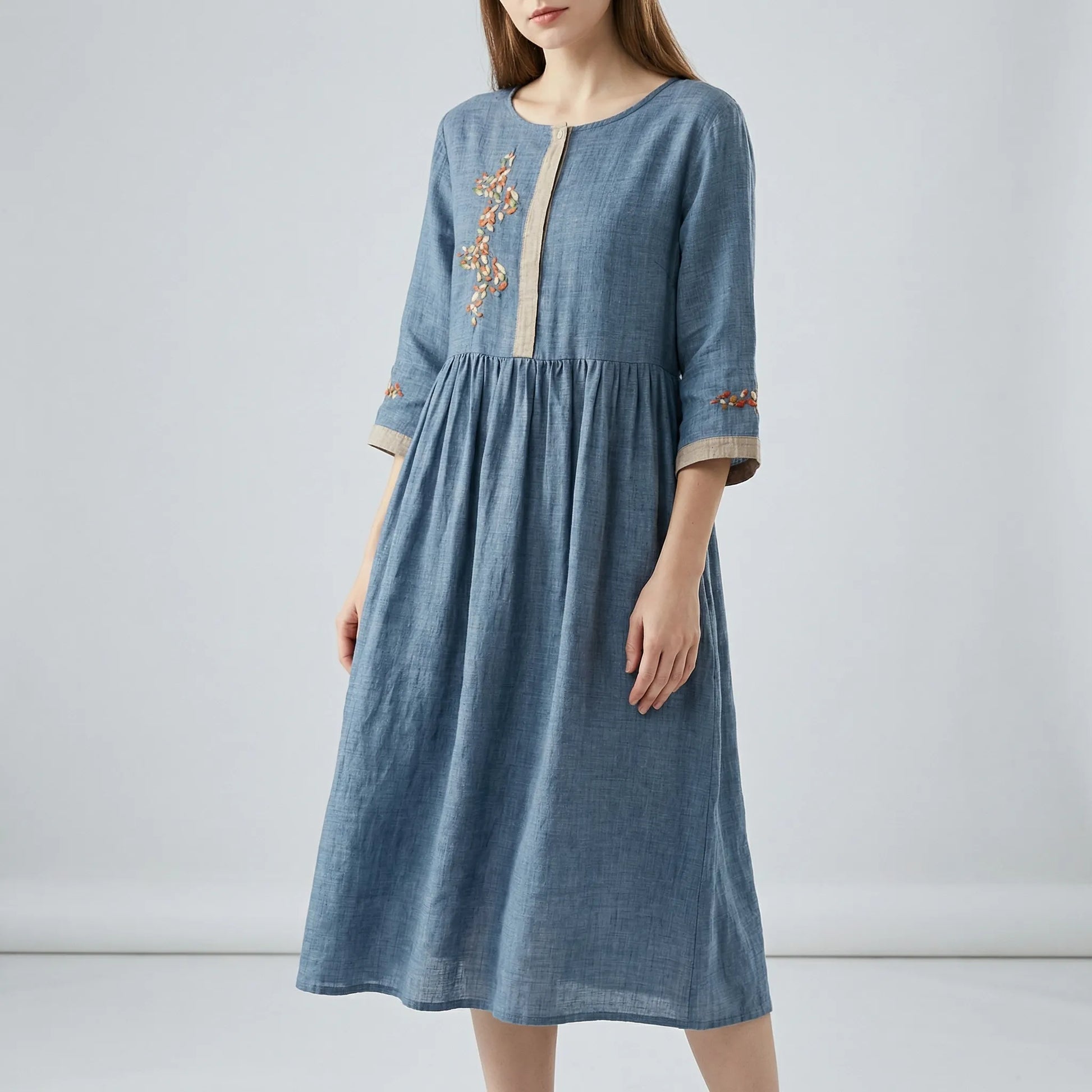Embroidered Ethnic Style Dress - Thalea