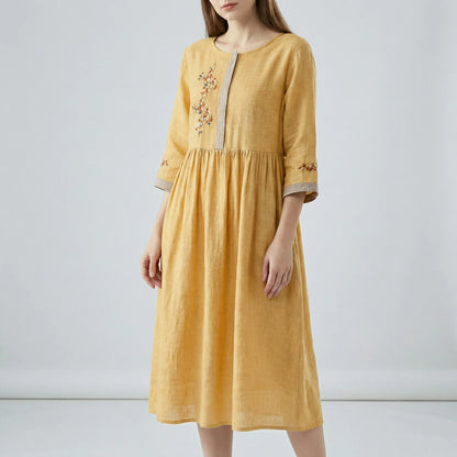 Embroidered Ethnic Style Dress - Thalea