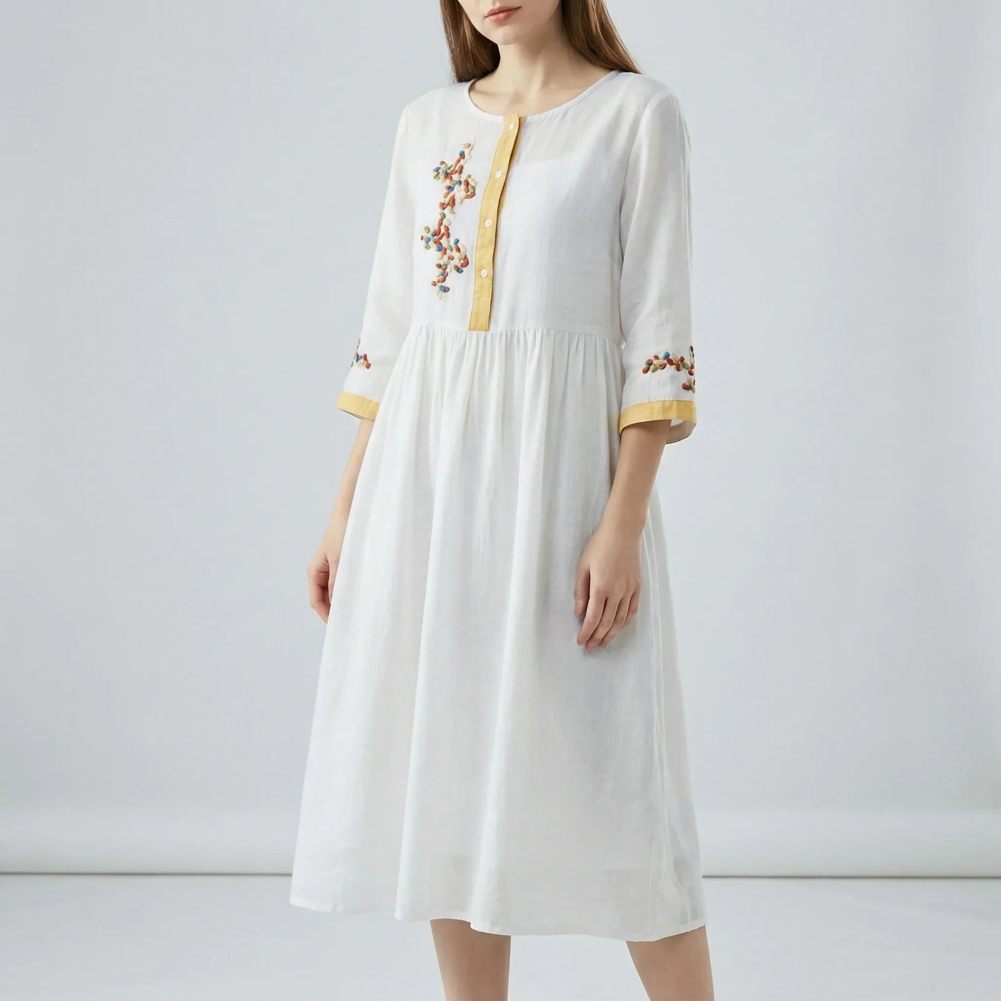 Embroidered Ethnic Style Dress - Thalea