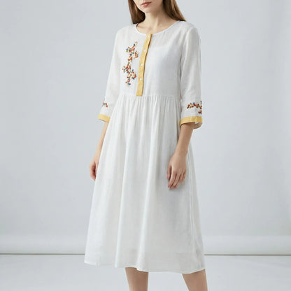 Embroidered Ethnic Style Dress - Thalea