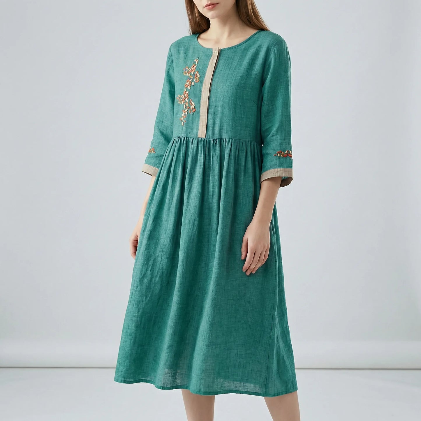 Embroidered Ethnic Style Dress - Thalea