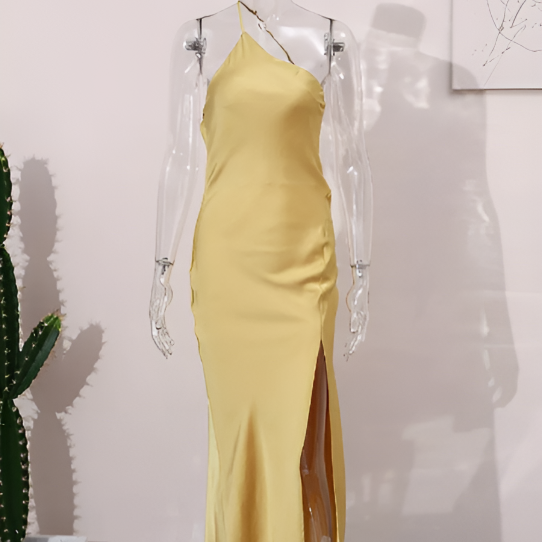 Yellow summer dress with open back – Noëlle