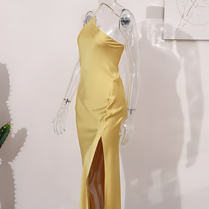 Yellow summer dress with open back – Noëlle