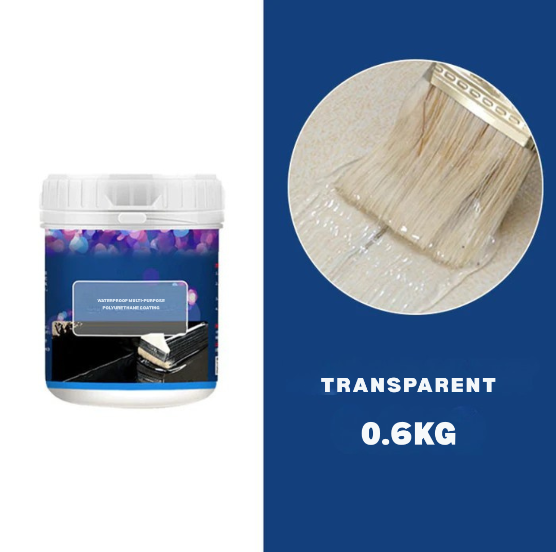 White tub beside a brush spreading clear coating, labelled as another transparent 0.6kg option 15