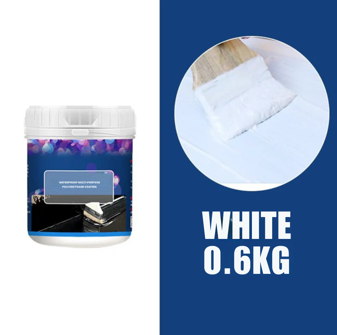 White tub beside a brush spreading white coating, labelled as the white 0.6kg option 14