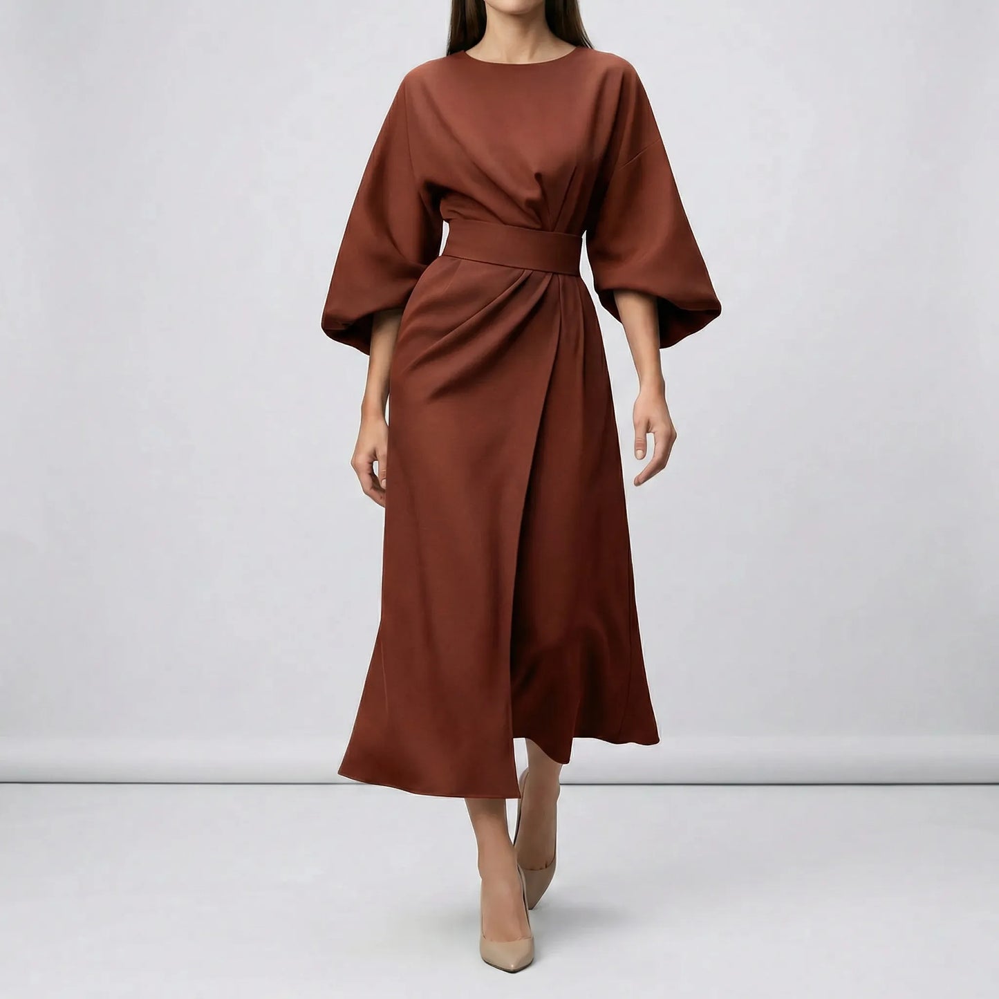 Evening Dress With Waist Belt - Angela