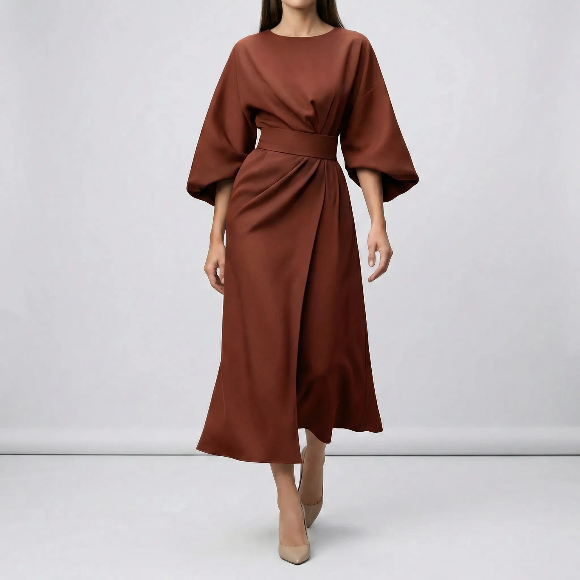 Evening Dress With Waist Belt - Angela