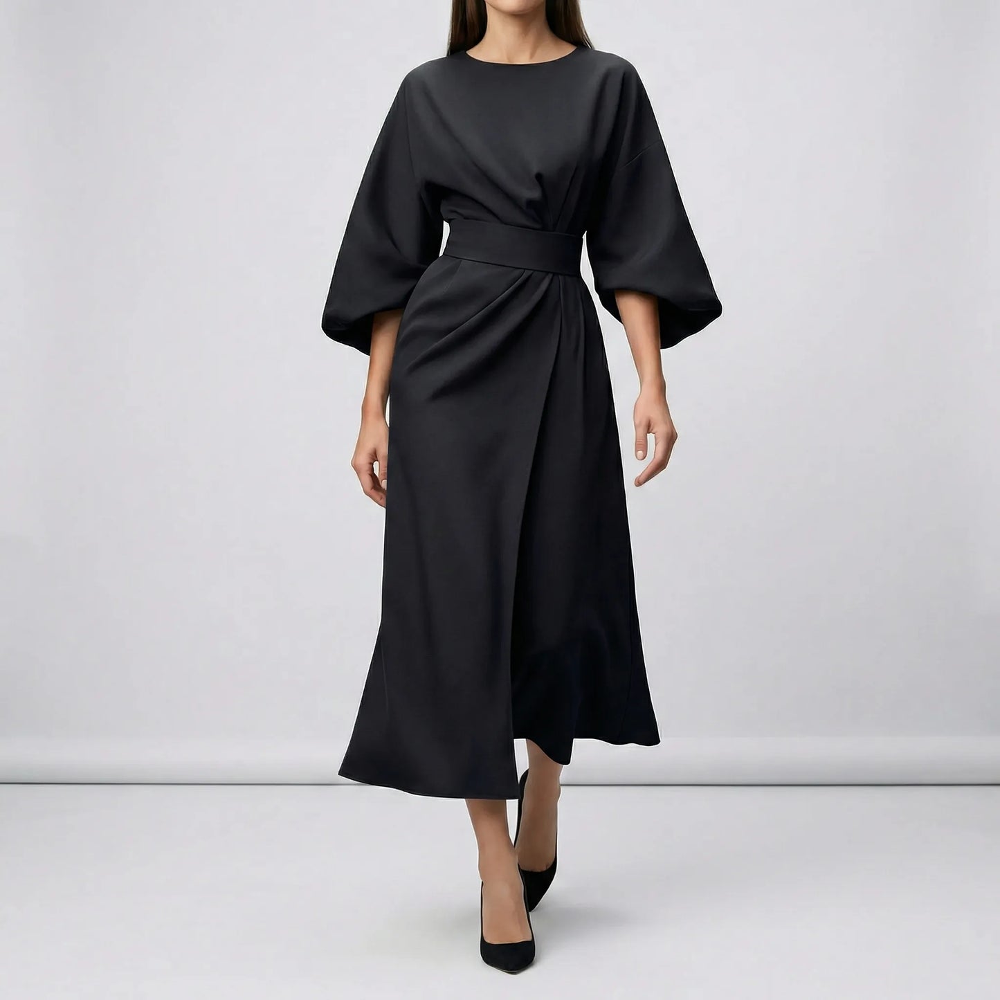 Evening Dress With Waist Belt - Angela
