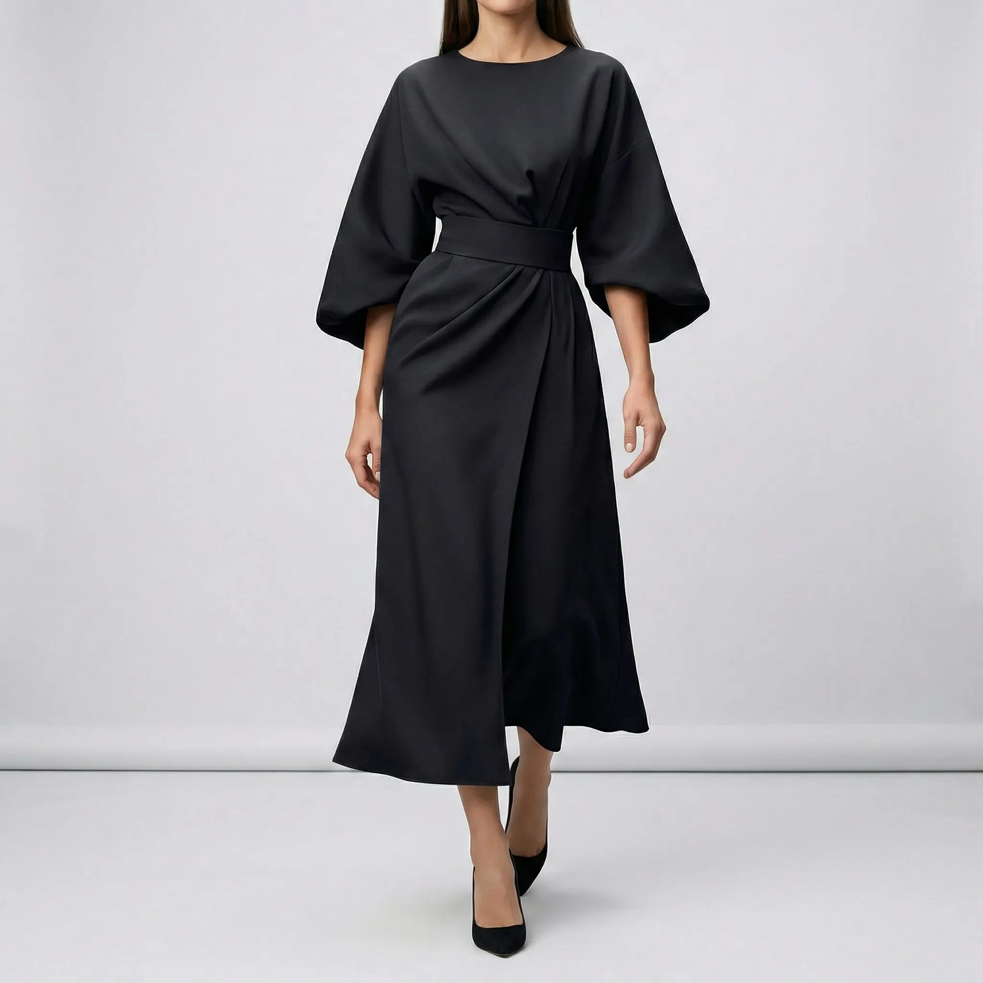 Evening Dress With Waist Belt - Angela