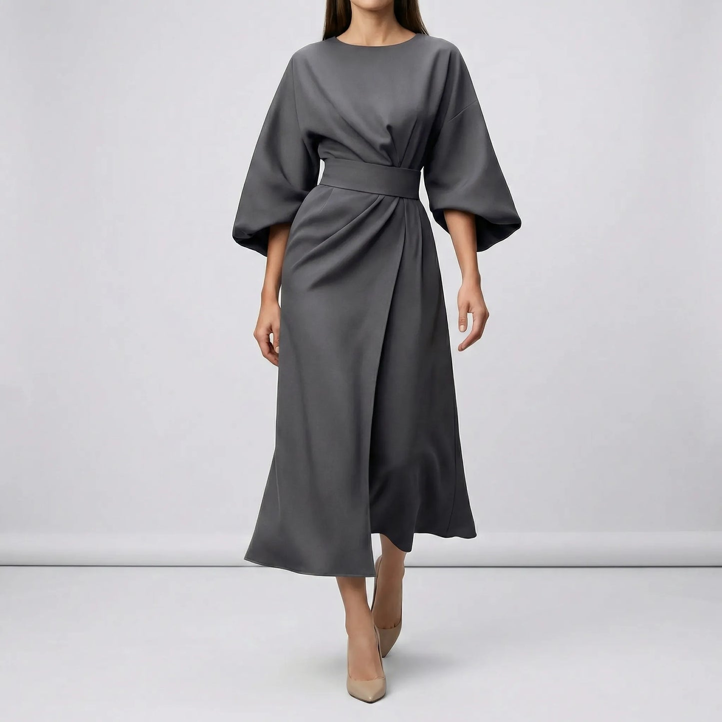 Evening Dress With Waist Belt - Angela