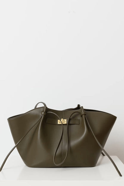 Everyday Leather Tote Bag with Front Closure Detail 8