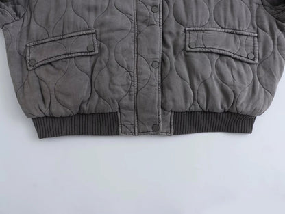 Ladies Oversized Grey Bomber Jacket - Alexa