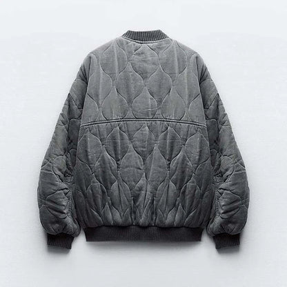Ladies Oversized Grey Bomber Jacket - Alexa