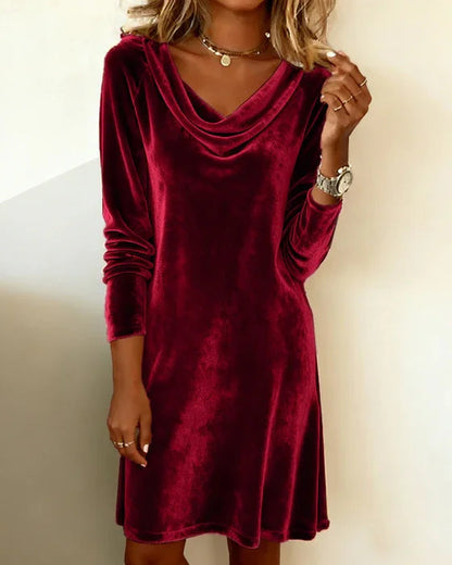 Festive Dress With Soft Cowl Neckline - Paulette