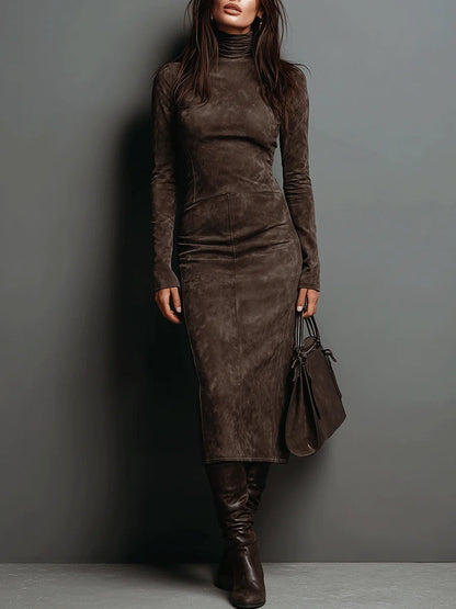 Figure-Hugging Midi Dress With High Neck - Peggy
