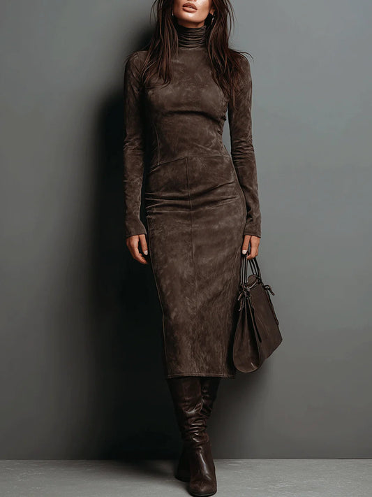 Figure-Hugging Midi Dress With High Neck - Peggy