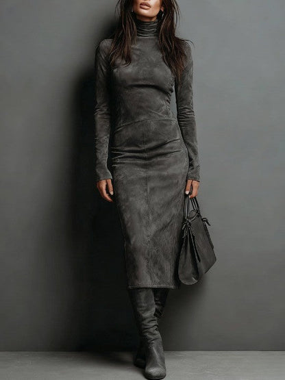 Figure-Hugging Midi Dress With High Neck - Peggy