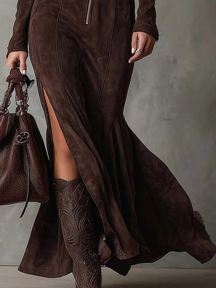 Figure-Skimming Retro Dress With Side Slit - Eunice