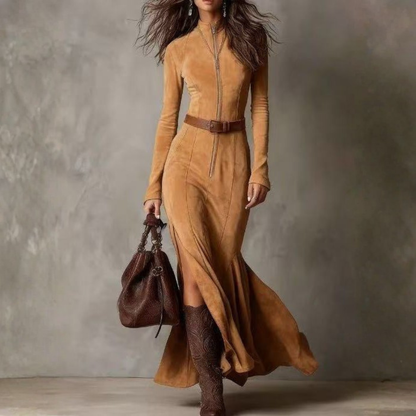Figure-Skimming Retro Dress With Side Slit - Eunice