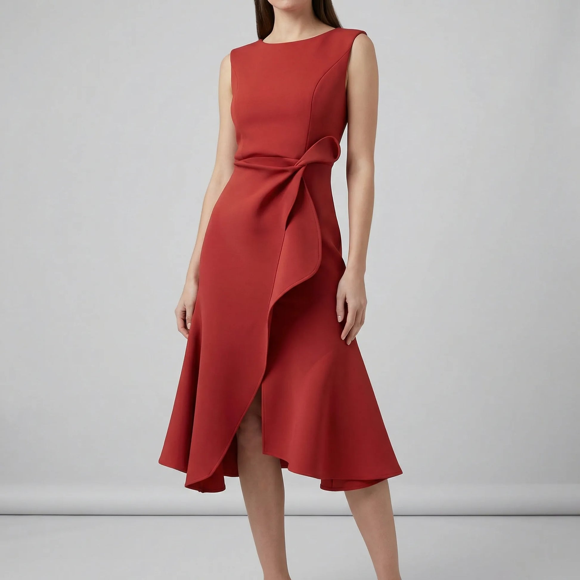 Fitted Evening Dress With Pleat Details - Karla