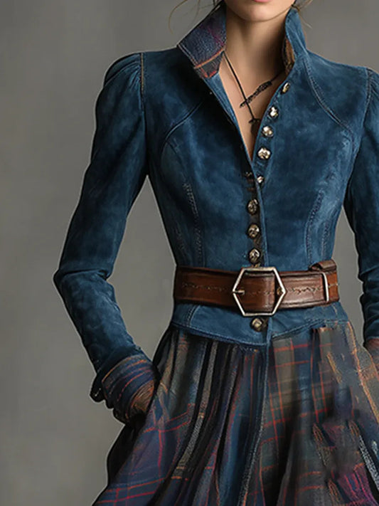 Fitted Maxi Dress With Tartan Skirt - Beulah