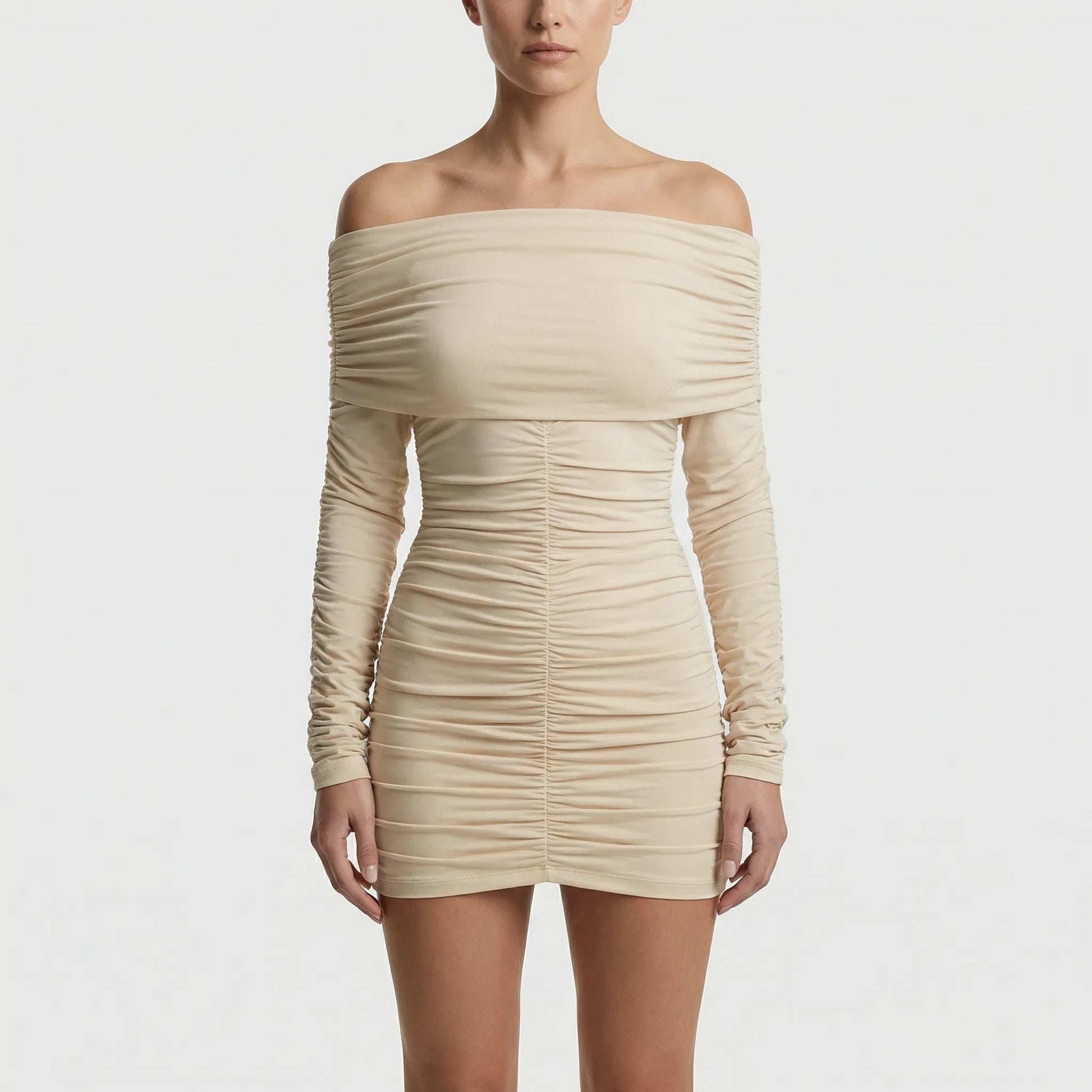 Fitted Off-Shoulder Dress - Celia